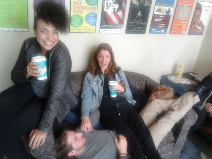 Jerushah, Jeremie, Madeleine and Bobby (somewhere down there), the cast of SYLVIA at the OTS.